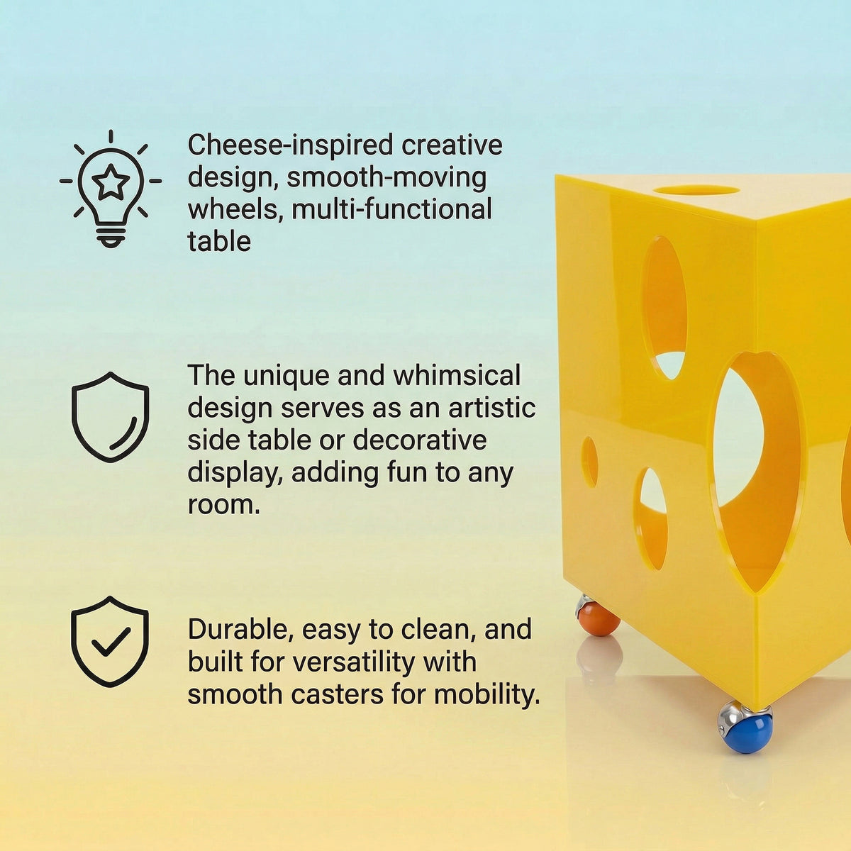Yellow Rolling Acrylic Cat House & Side Table | LITHZEPARA