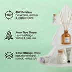 Blind box Rotating Christmas Tree 3-Tier Acrylic Cosmetic Organizer Perfume Skincare Display Stand 360° Swivel Vanity Countertop Storage Rack Green/White