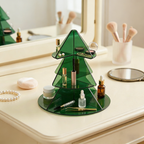 Blind box Rotating Christmas Tree 3-Tier Acrylic Cosmetic Organizer Perfume Skincare Display Stand 360° Swivel Vanity Countertop Storage Rack Green/White
