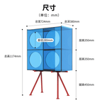 jaffa Bold Blue Acrylic Storage Cabinet | Red Tripod Legs Modular Display Shelf | Modern Color-Block Bar & Book Storage Cart