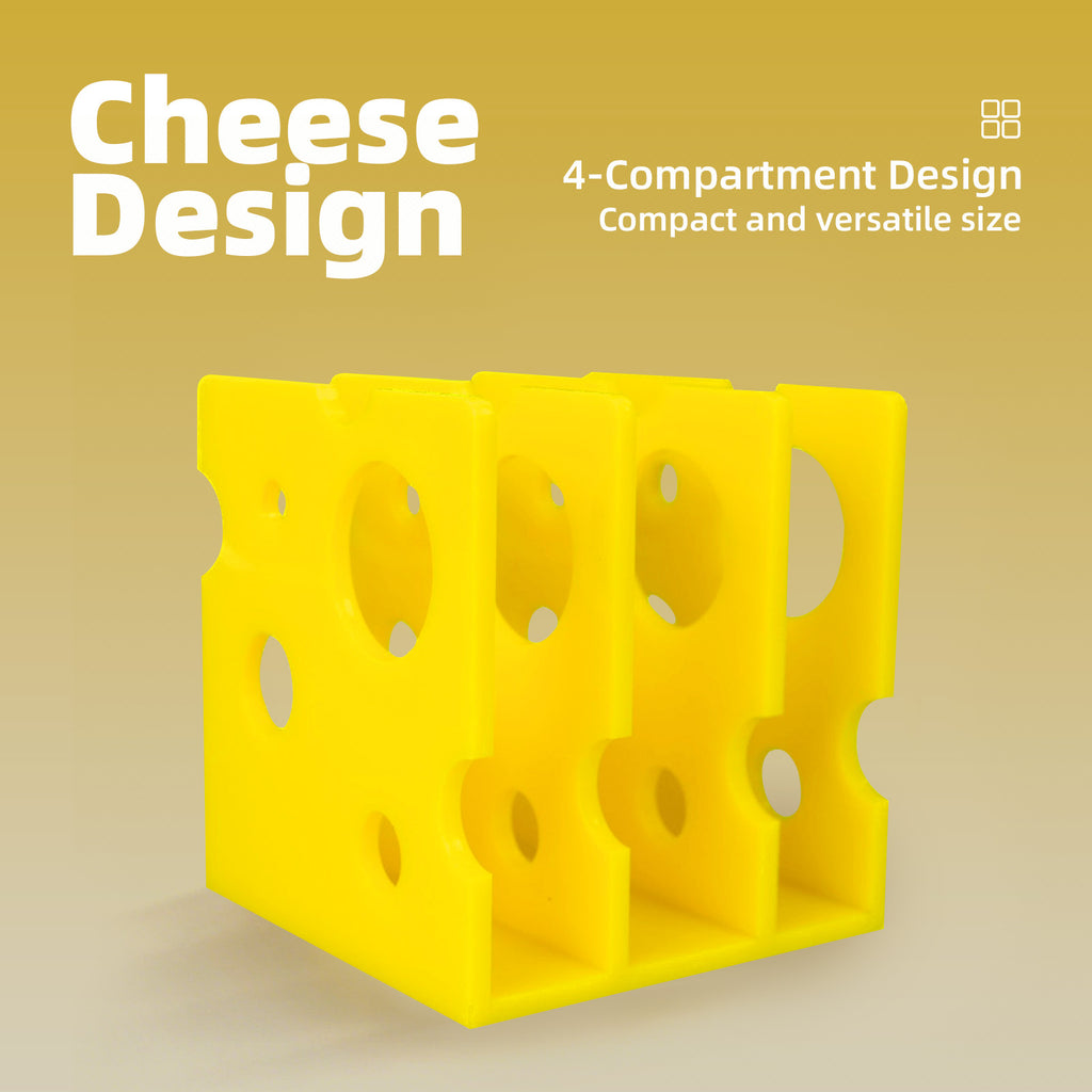 Blind box Acrylic Desk Organizer Cheese Shape 3 Grids Frosted Storage Box for Phone Remote Makeup Brushes Pens Ins Kawaii Cute Desktop Decor White