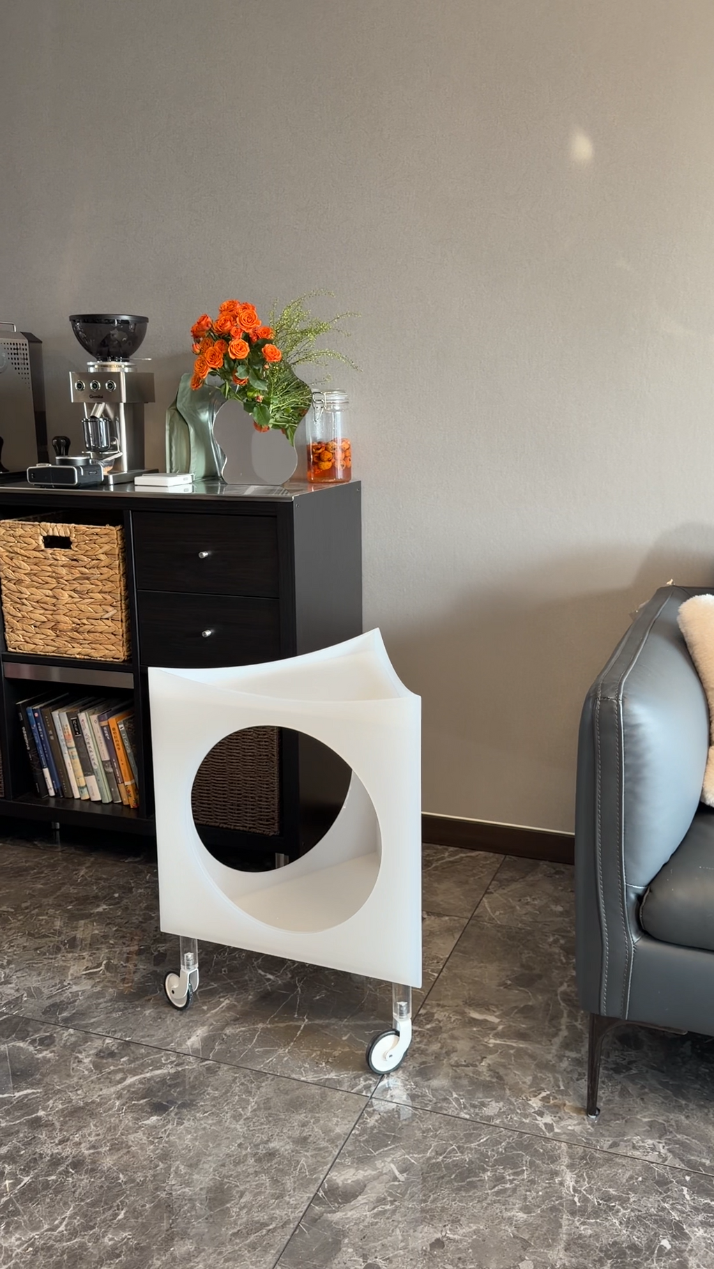 Modern Frosted Acrylic Mobile Side Table