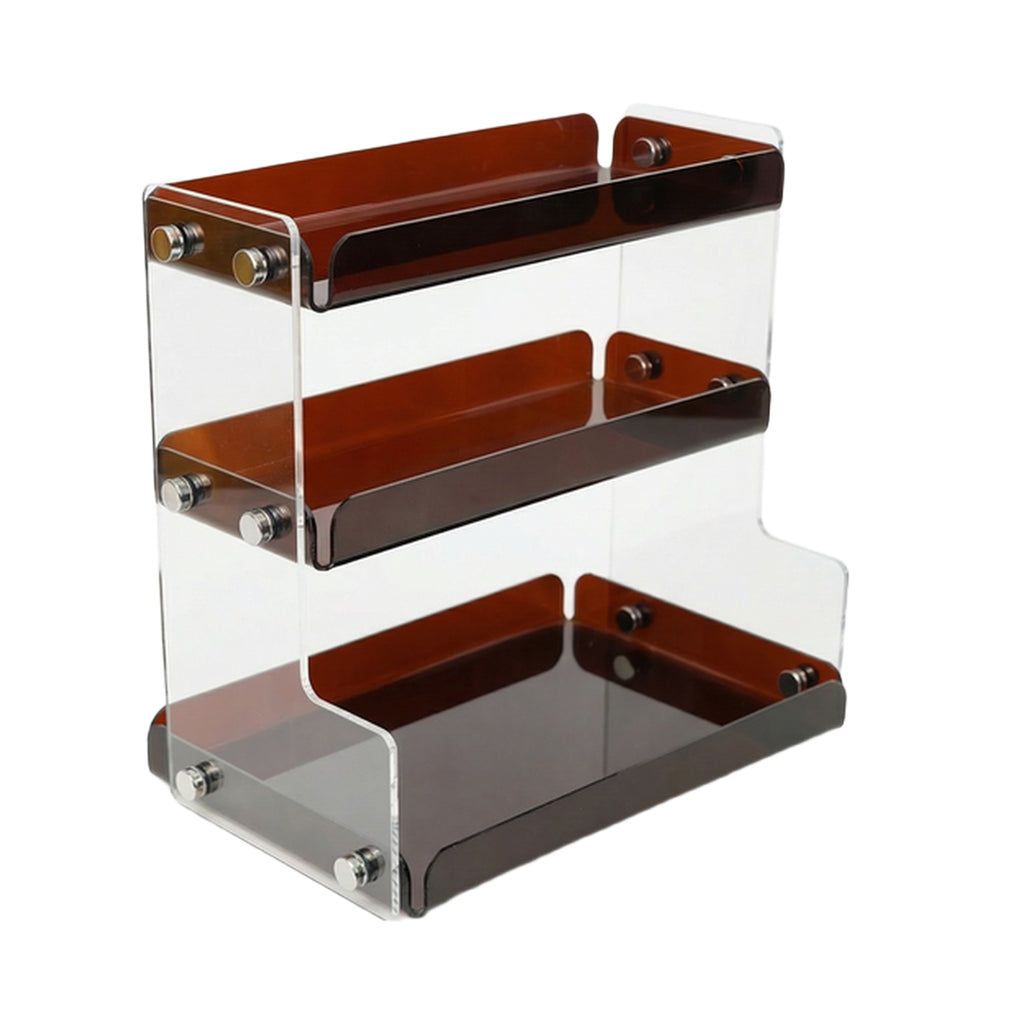 Tea Color 3-Tier Acrylic Display Shelf Light Luxury Organizer for Cosmetics Perfume Cups Jewelry Desktop Vanity Countertop Storage Rack