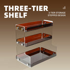 Tea Color 3-Tier Acrylic Display Shelf Light Luxury Organizer for Cosmetics Perfume Cups Jewelry Desktop Vanity Countertop Storage Rack