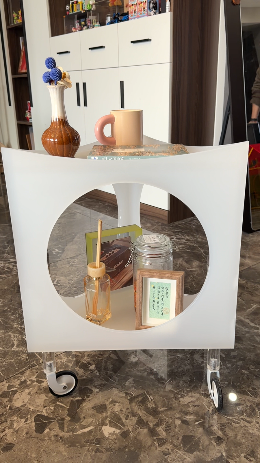 Modern Frosted Acrylic Mobile Side Table