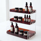 Tea Color 3-Tier Acrylic Display Shelf Light Luxury Organizer for Cosmetics Perfume Cups Jewelry Desktop Vanity Countertop Storage Rack