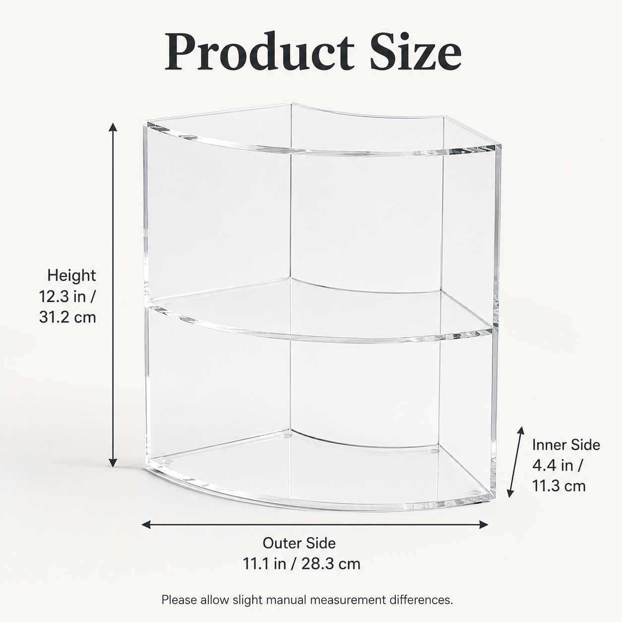 Lithzepara Clear Acrylic 2-Tier Corner Perfume Organizer Stand – Curved Vanity Display Shelf for Fragrance, Skincare & Decor