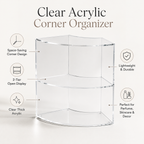 Lithzepara Clear Acrylic 2-Tier Corner Perfume Organizer Stand – Curved Vanity Display Shelf for Fragrance, Skincare & Decor