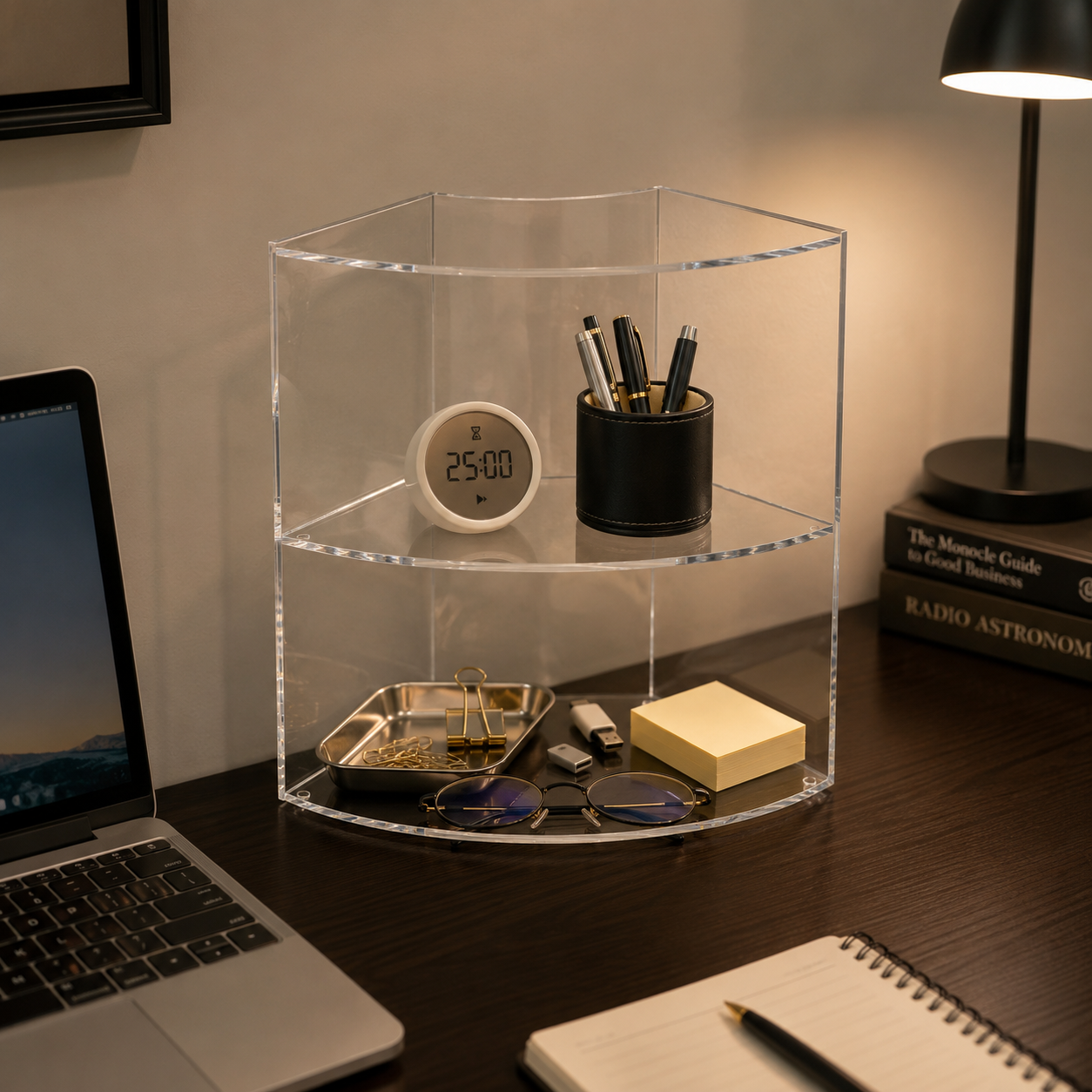 Lithzepara Clear Acrylic 2-Tier Corner Perfume Organizer Stand – Curved Vanity Display Shelf for Fragrance, Skincare & Decor
