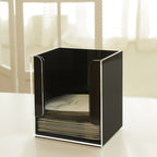 JAFFA Dual-Compartment Acrylic Storage Box | Orange & Black Cosmetic Organizer | Clear Divided Tray for Skincare & Fragrance Samples