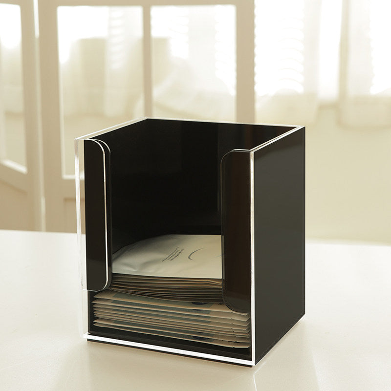 JAFFA Dual-Compartment Acrylic Storage Box | Orange & Black Cosmetic Organizer | Clear Divided Tray for Skincare & Fragrance Samples