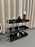 JAFFA 3-Tier Acrylic Perfume Organizer | Black Shelves with Red Accents | Luxury Vanity Fragrance & Decor Display Rack