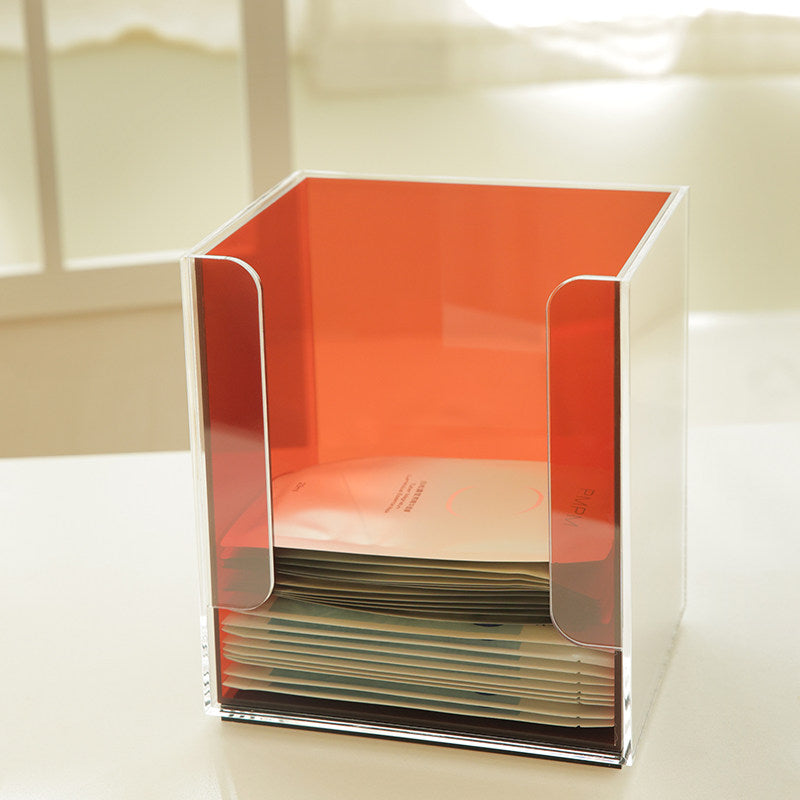 JAFFA Dual-Compartment Acrylic Storage Box | Orange & Black Cosmetic Organizer | Clear Divided Tray for Skincare & Fragrance Samples