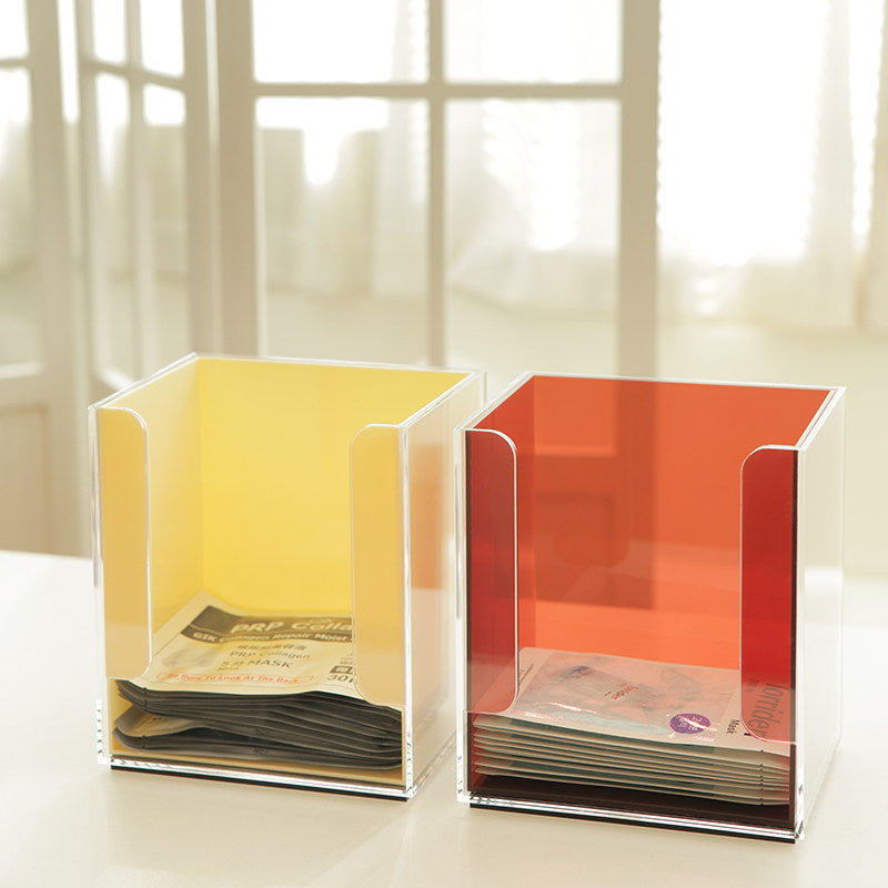 JAFFA Dual-Compartment Acrylic Storage Box | Orange & Black Cosmetic Organizer | Clear Divided Tray for Skincare & Fragrance Samples